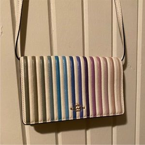 Coach multicolor stripe crossbody purse